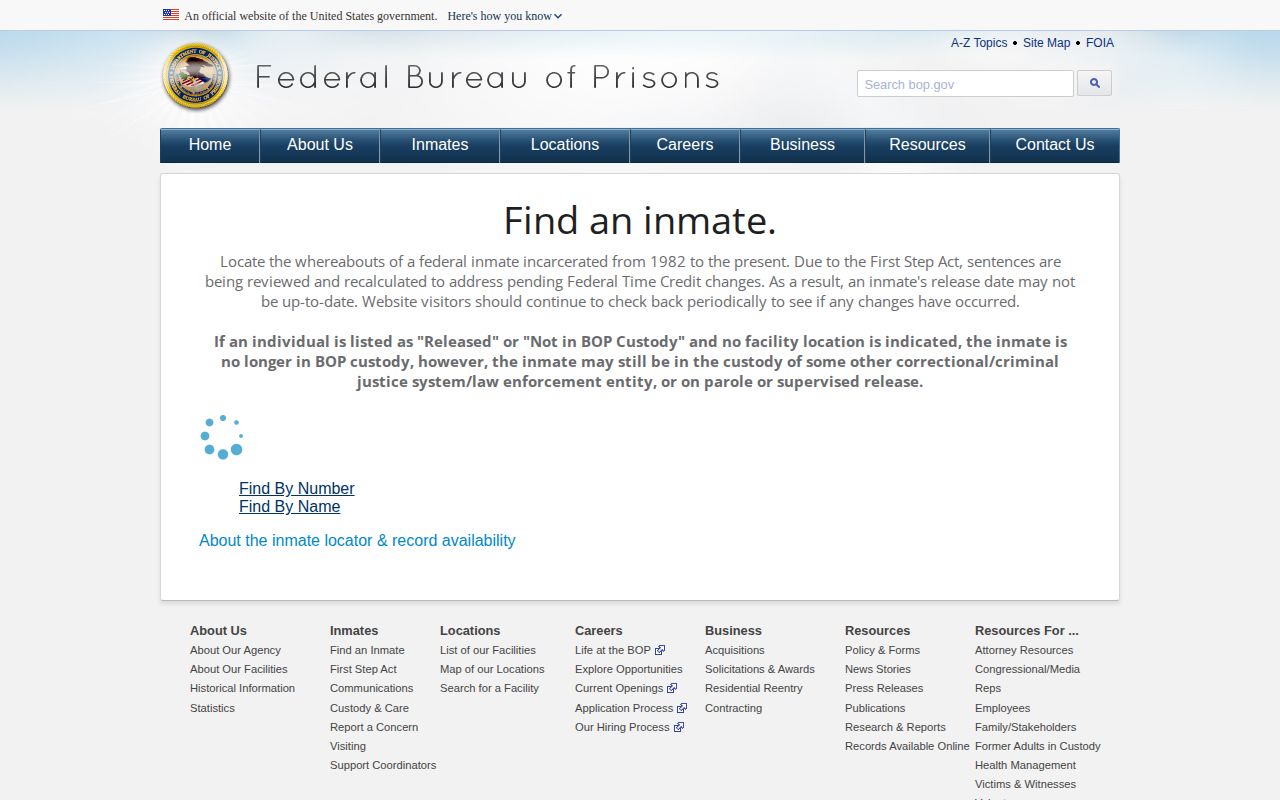 USP Canaan BOP release status and inmate locator