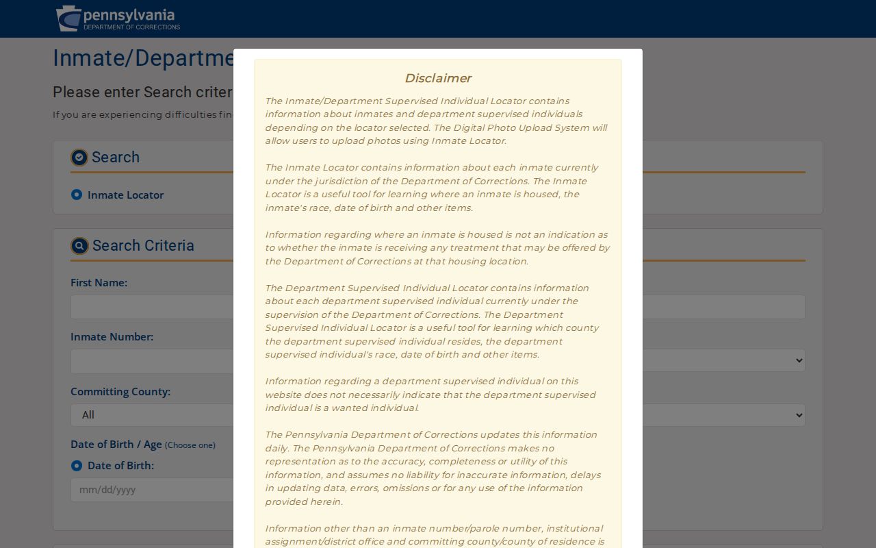 SCI Waymart PA DOC release and supervised individual search