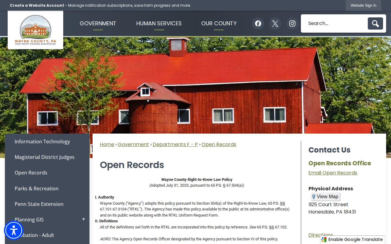 Wayne County released inmate open records request page