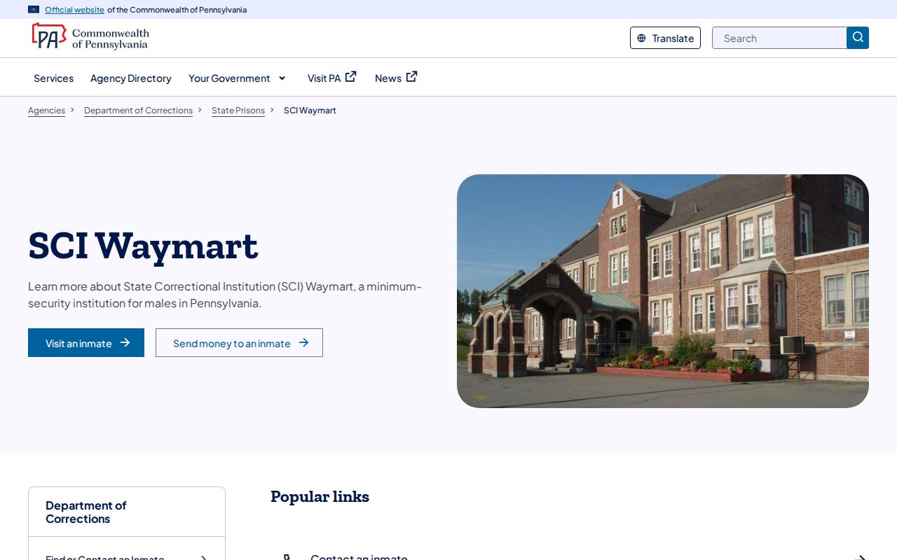 State Correctional Institution at Waymart release contact page