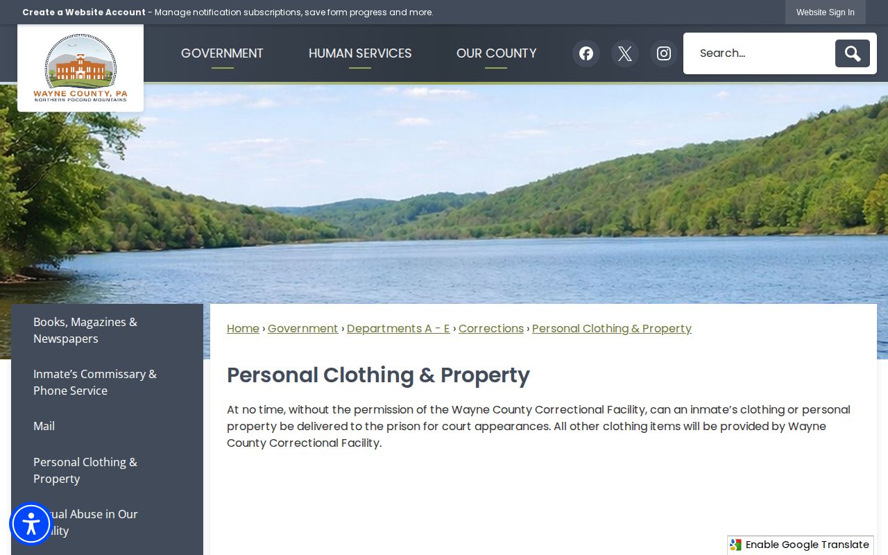 Wayne County Correctional Facility release property rules